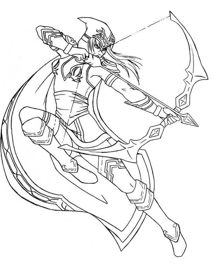 Ashe League of Legends coloring page