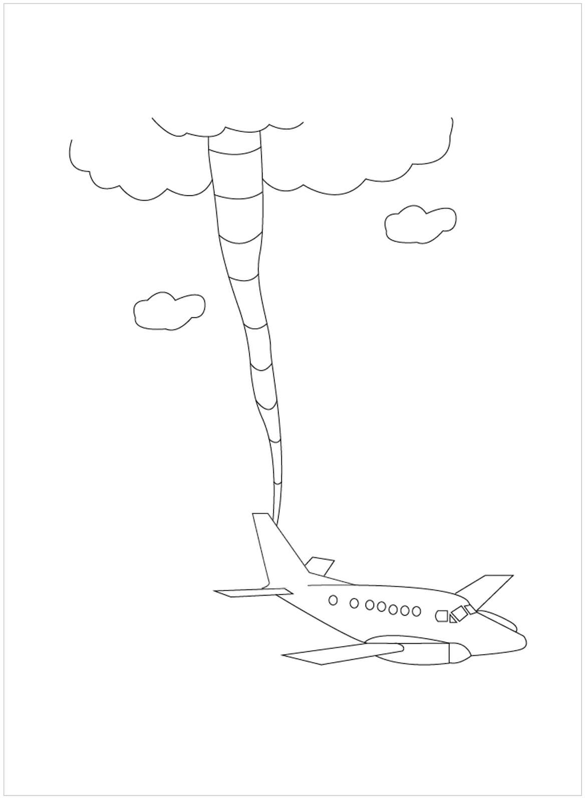 Avion avec Tornade coloring page