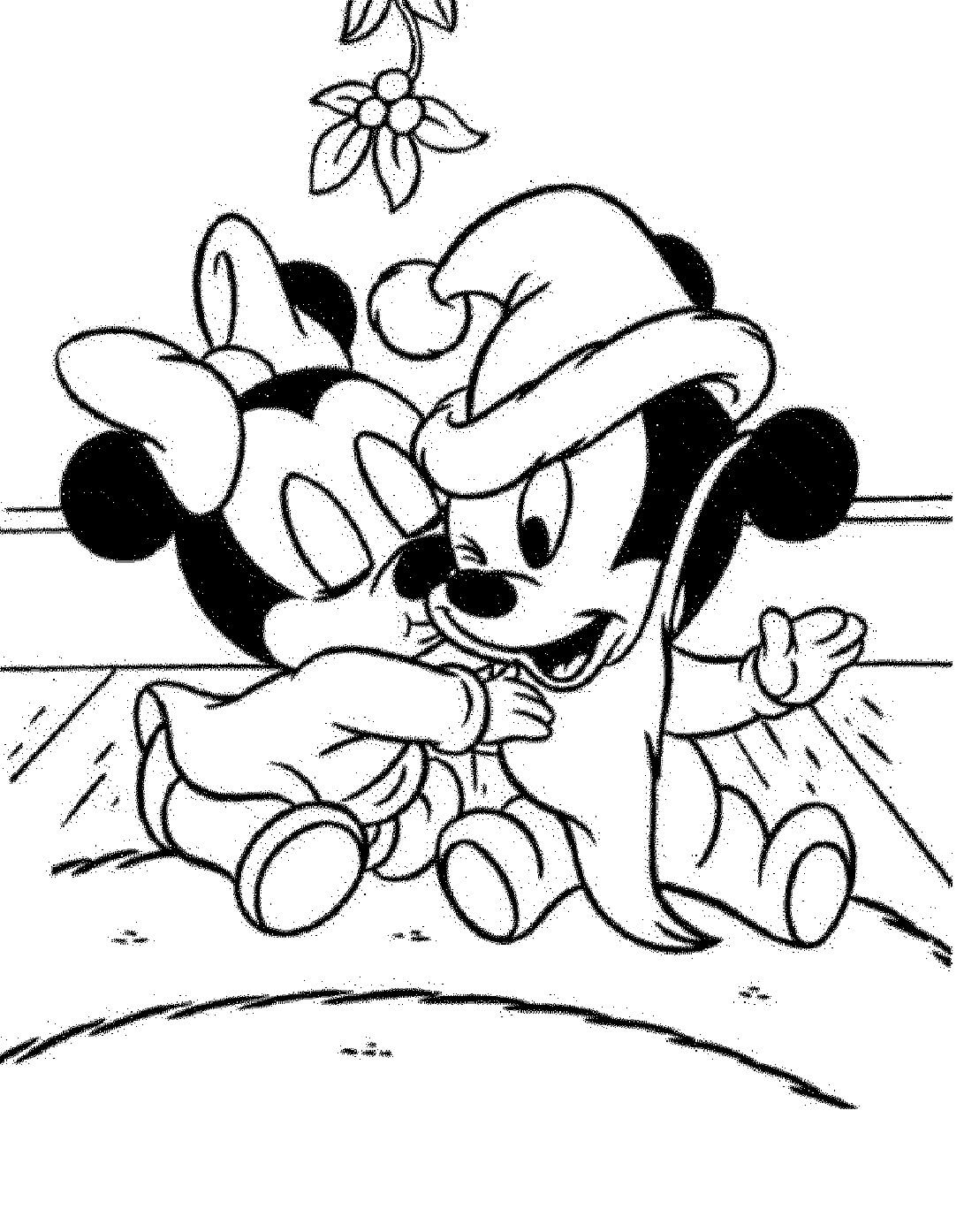 Coloriage Bébé Mickey et Minnie