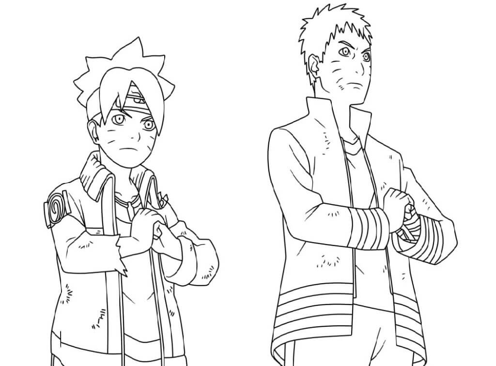 Coloriage Boruto et Naruto