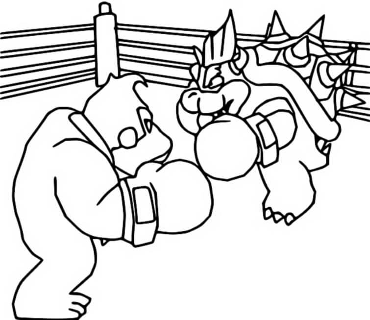 Coloriage Bowser contre Donkey Kong