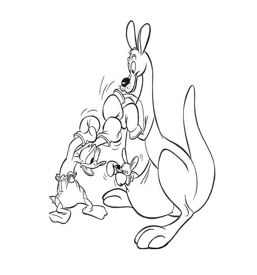 Boxe Kangourou et Donald coloring page
