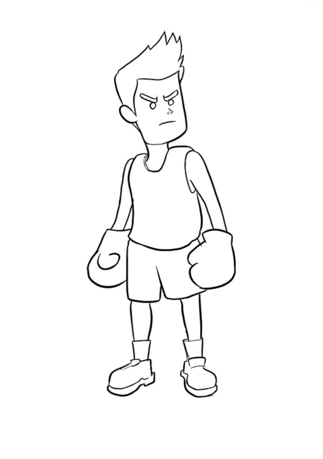 Boxeur en Colère coloring page
