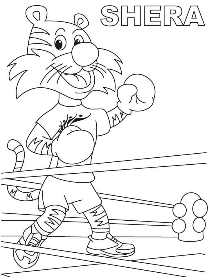 Boxeur Tigre coloring page