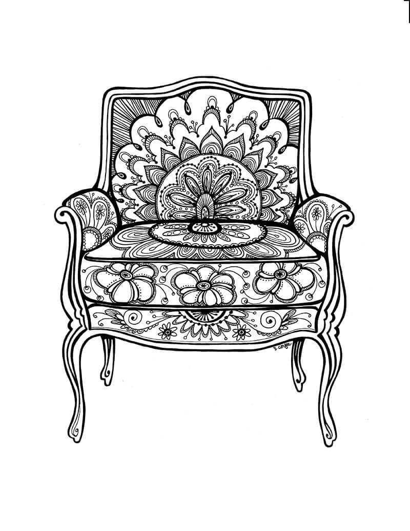 Chaise Mandala coloring page