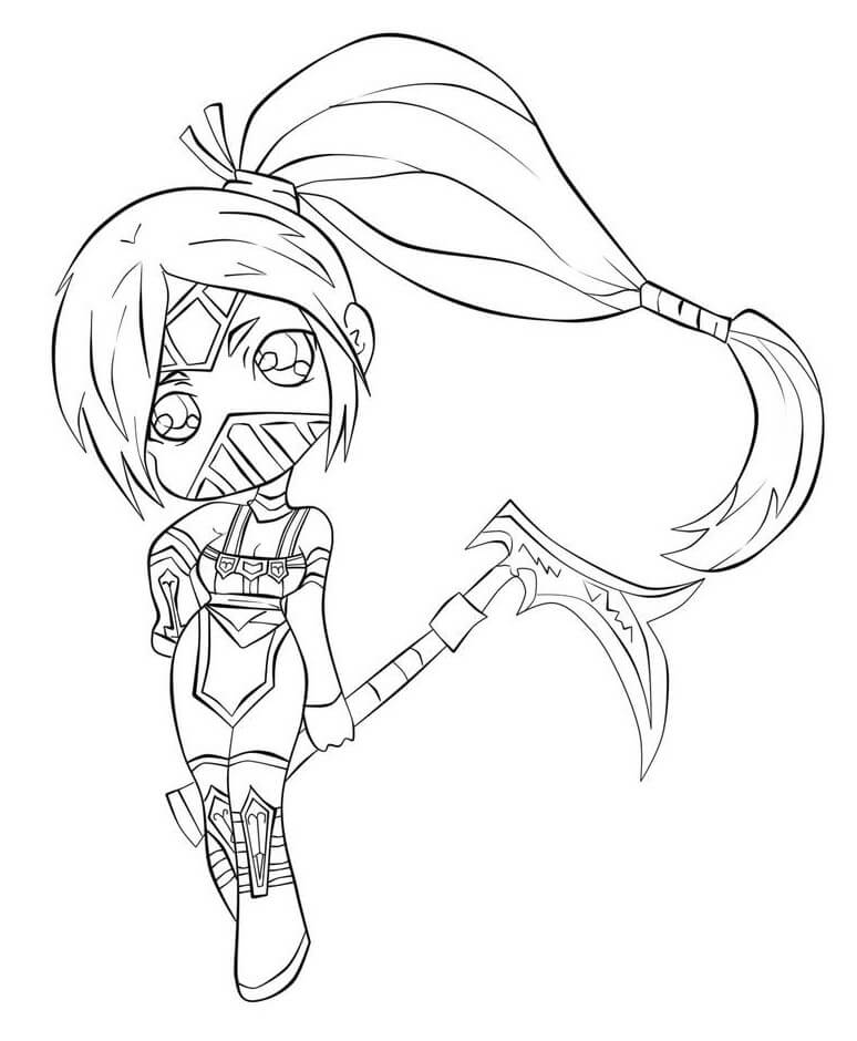 Chibi Akali League of Legends coloring page