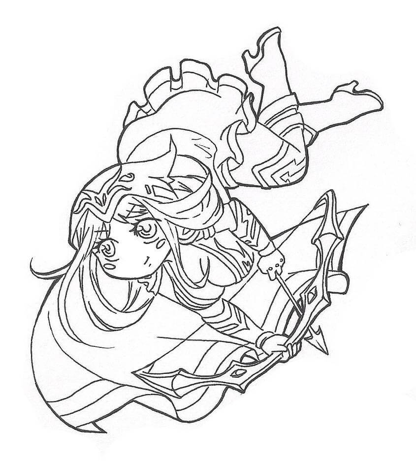 Chibi Ashe League of Legends coloring page