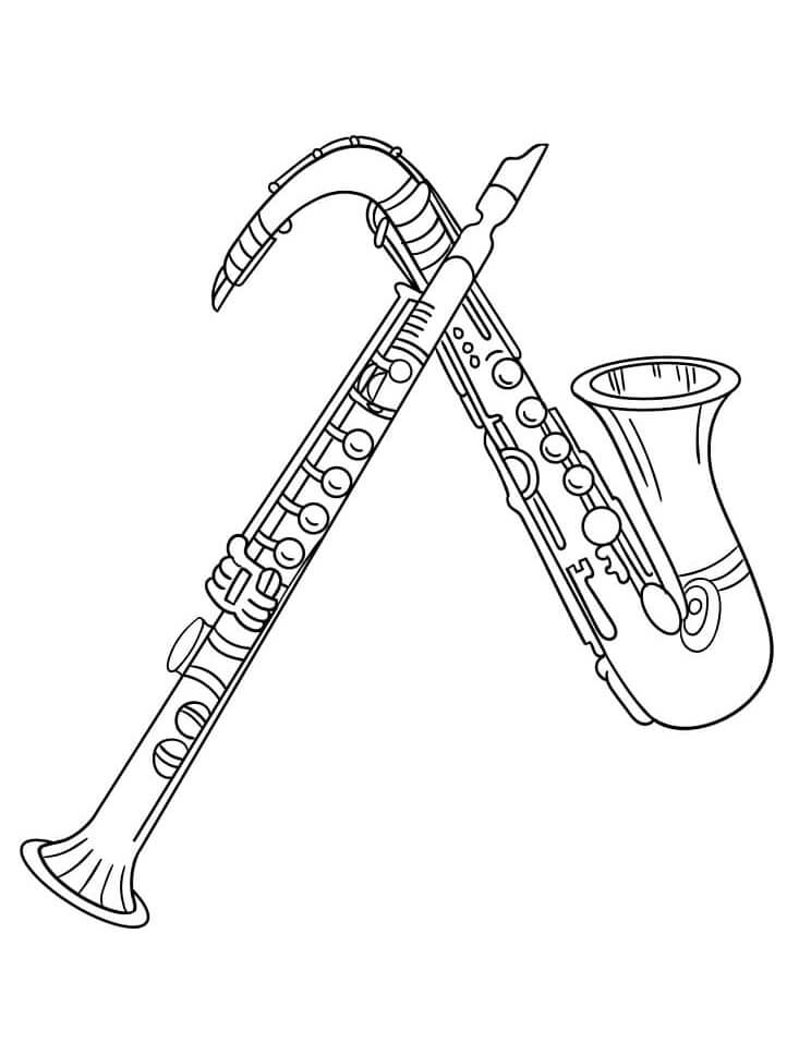 Clarinette et Saxophone coloring page