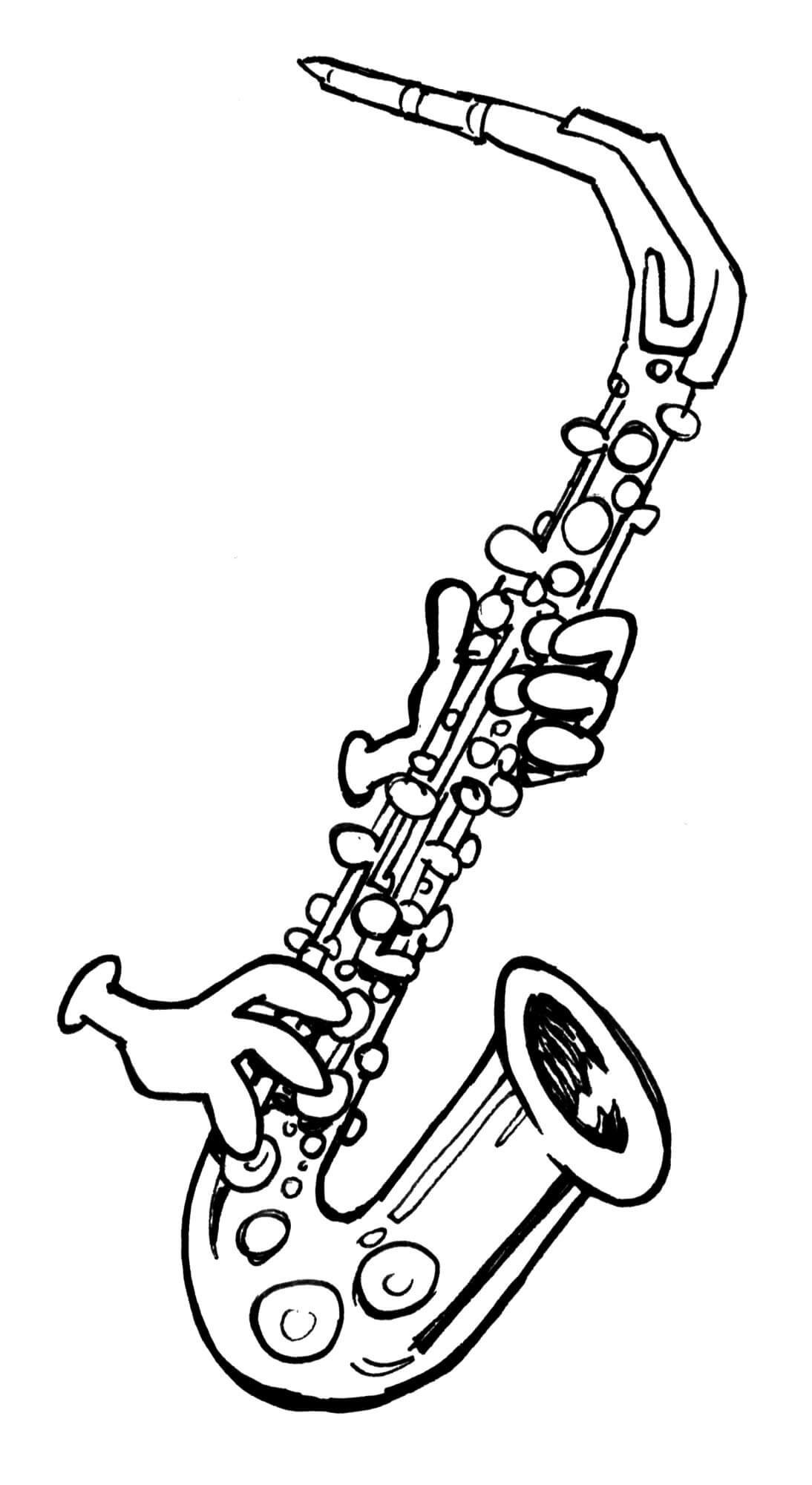 Jouer du Saxophone coloring page