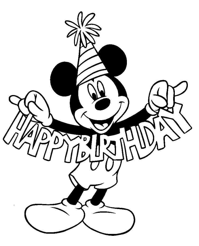 Joyeux Anniversaire Mickey Mouse coloring page