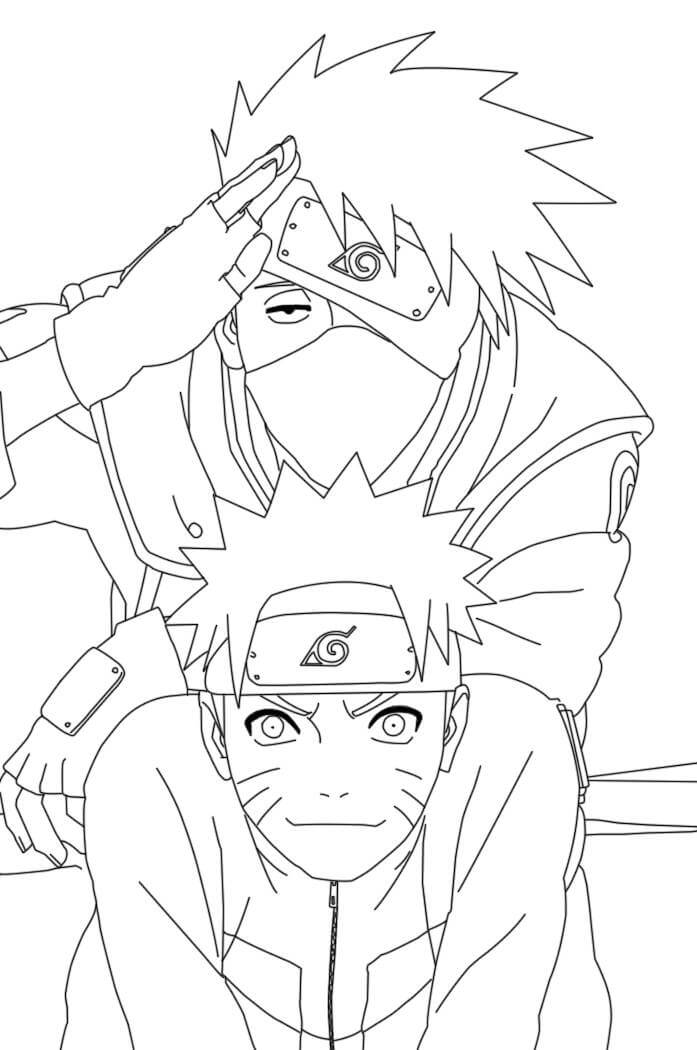 Kakashi avec Naruto coloring page