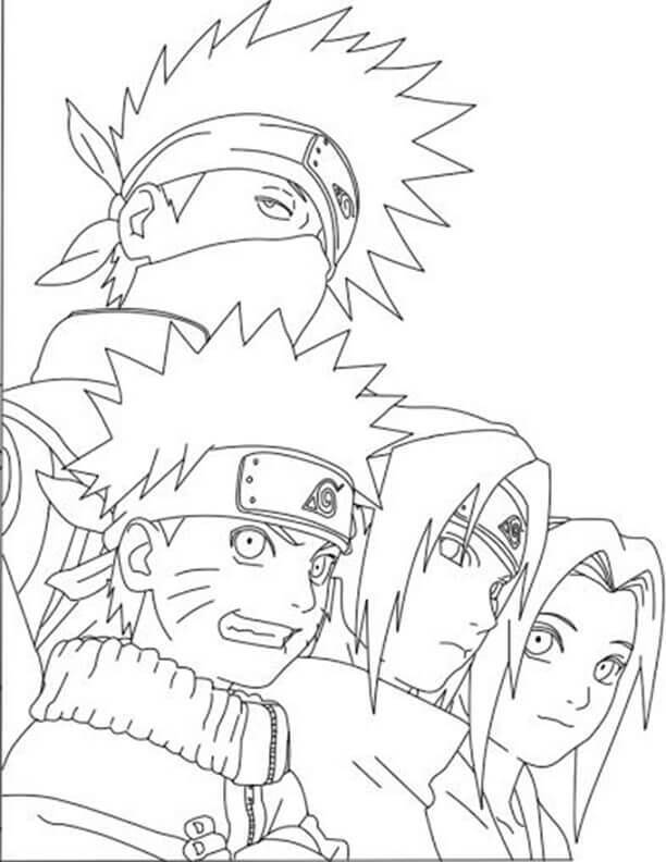 Kakashi et l’équipe 7 coloring page