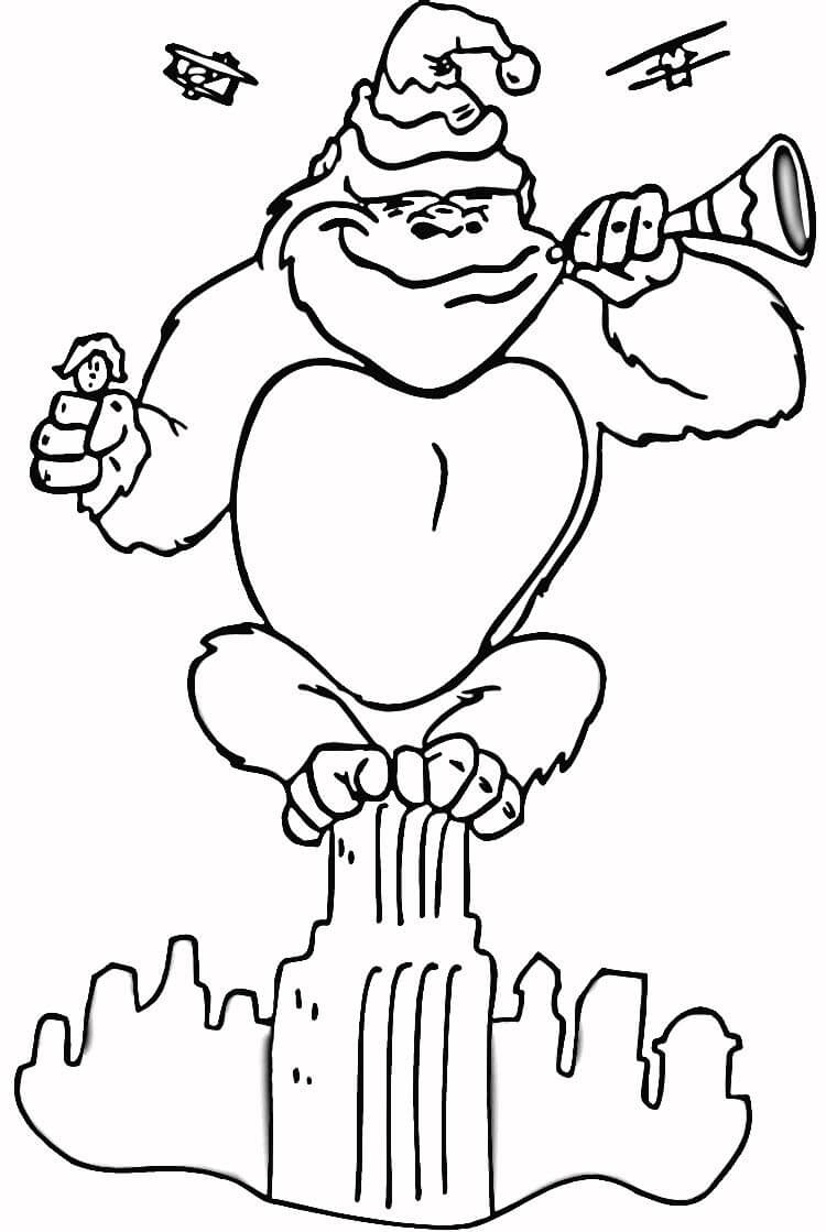 Coloriage King Kong avec Trompette