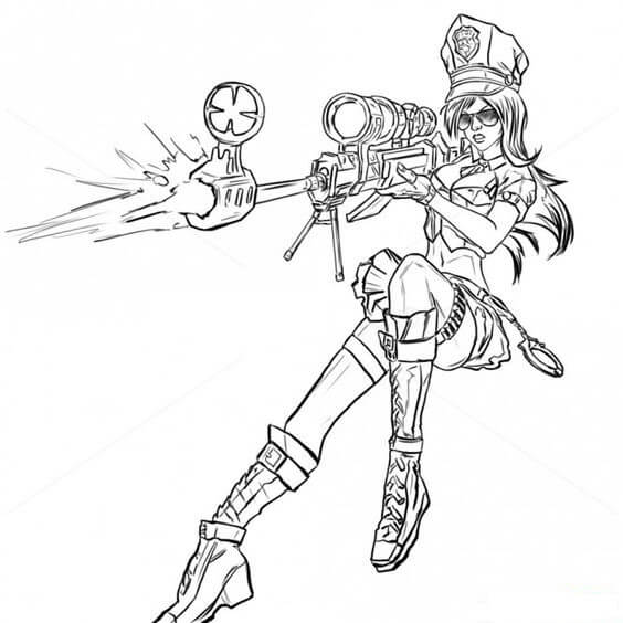 League of Legends Caitlyn coloring page