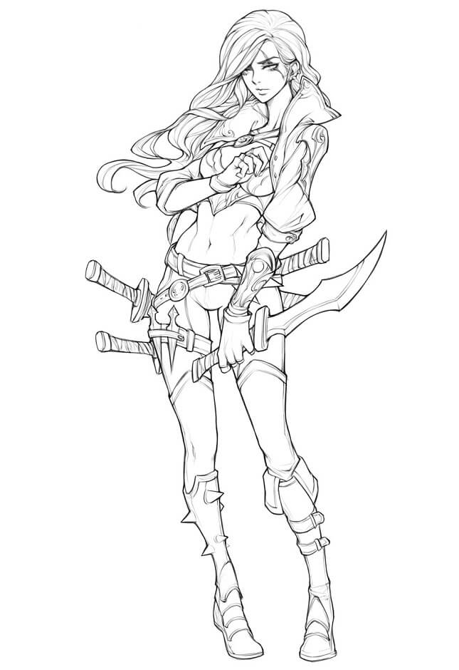 League of Legends Katarina coloring page