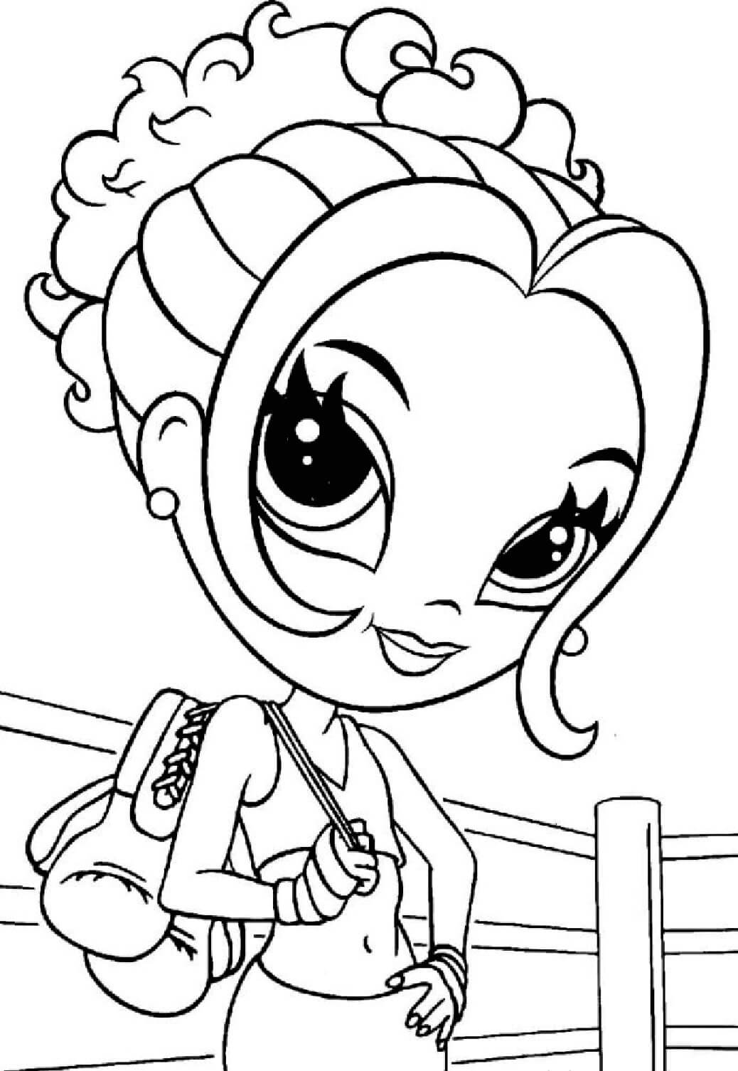 Lisa Frank avec des Gants de Boxe coloring page