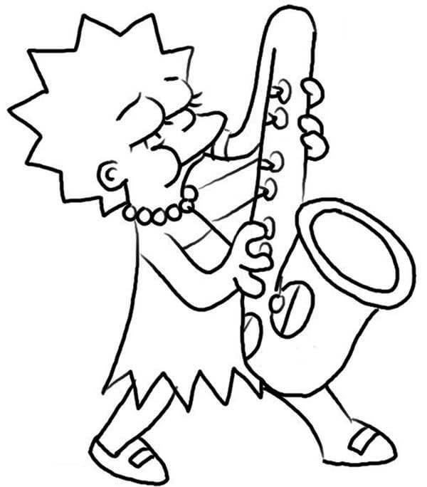 Lisa Joue du Saxophone coloring page