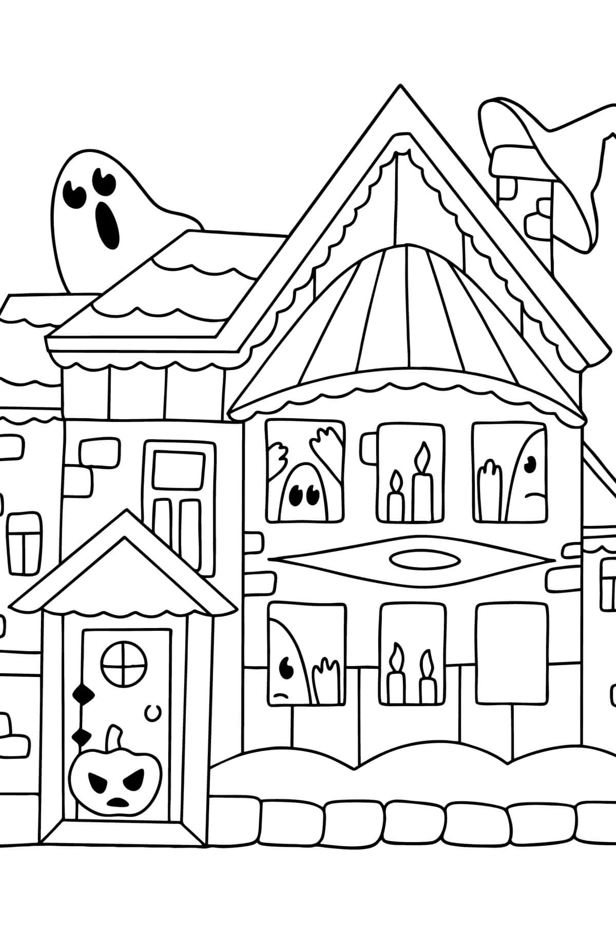 Coloriage Maison Hantée d'Halloween