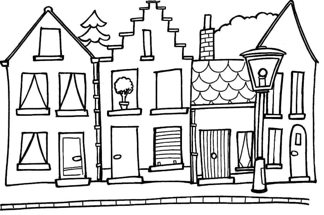 Maisons coloring page