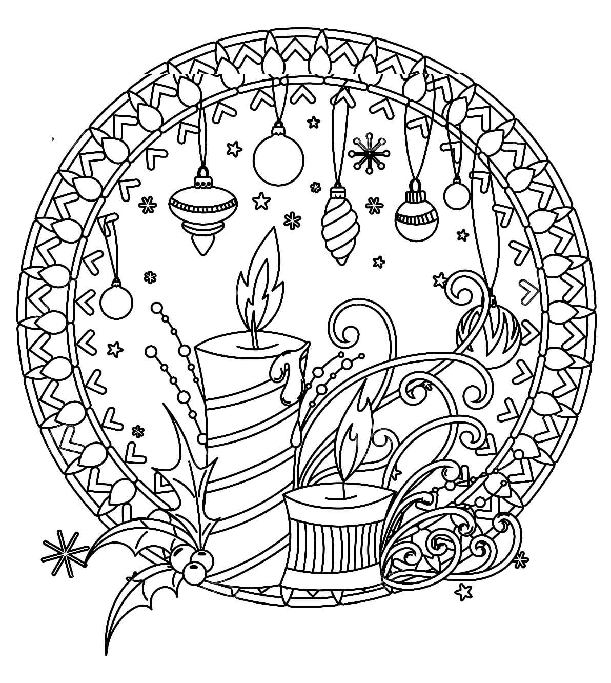Mandala de Noël avec des Bougies coloring page