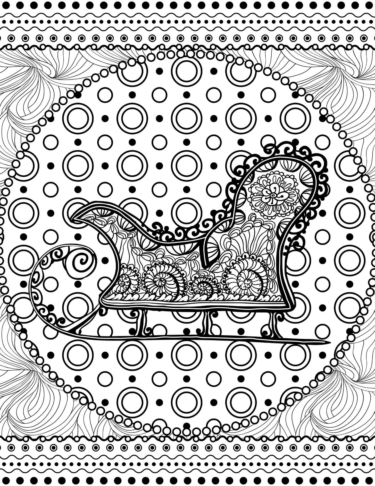 Mandala de Noël avec Traîneau coloring page
