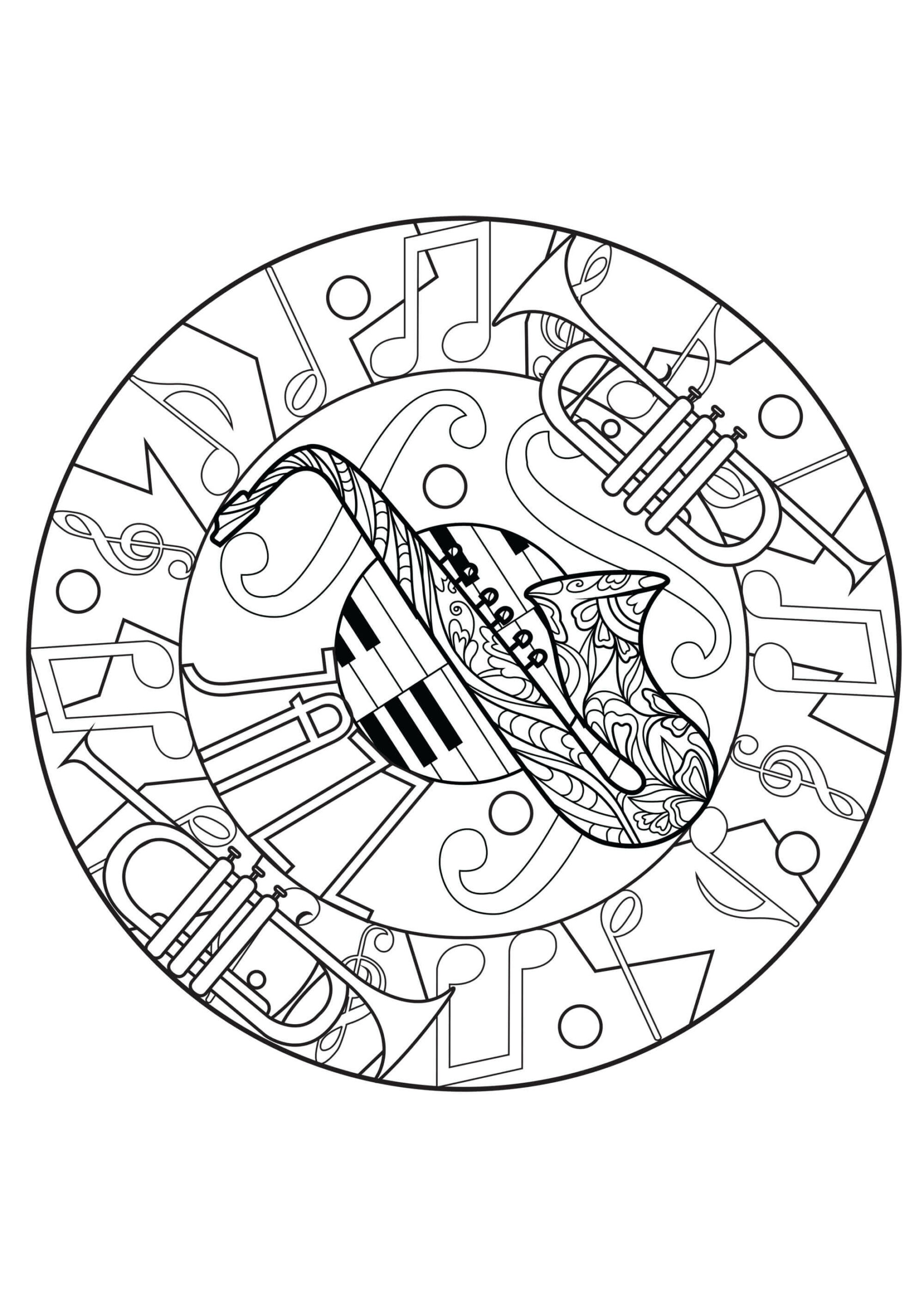 Coloriage Mandala Trompette