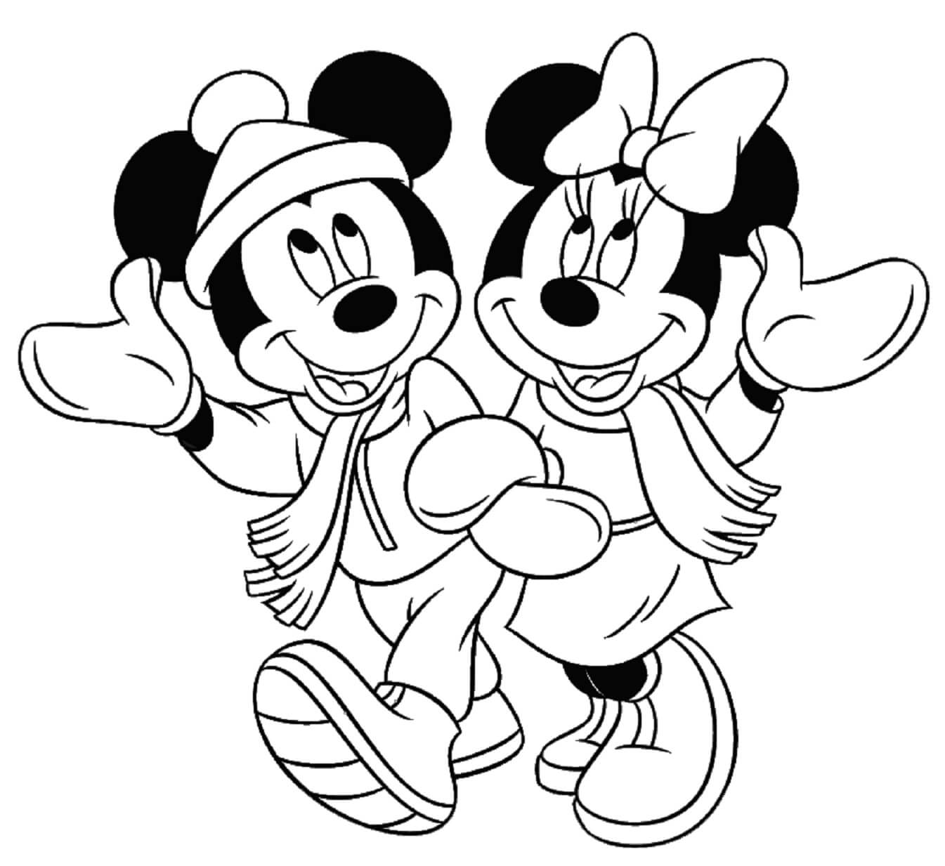 Coloriage Mickey avec Minnie Mouse