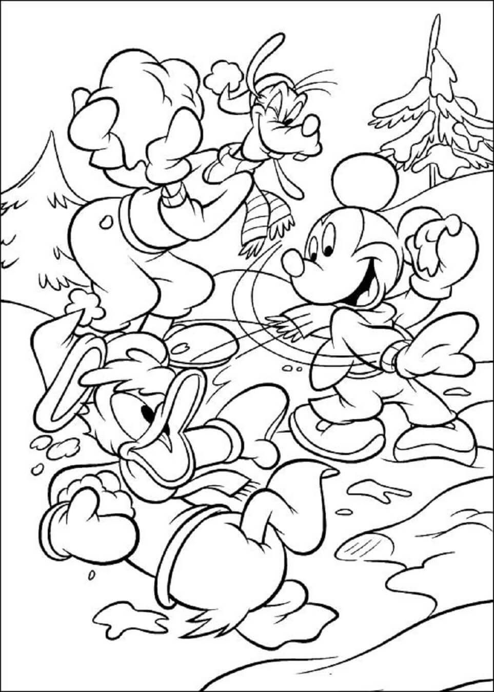 Coloriage Mickey, Dingo et Donald