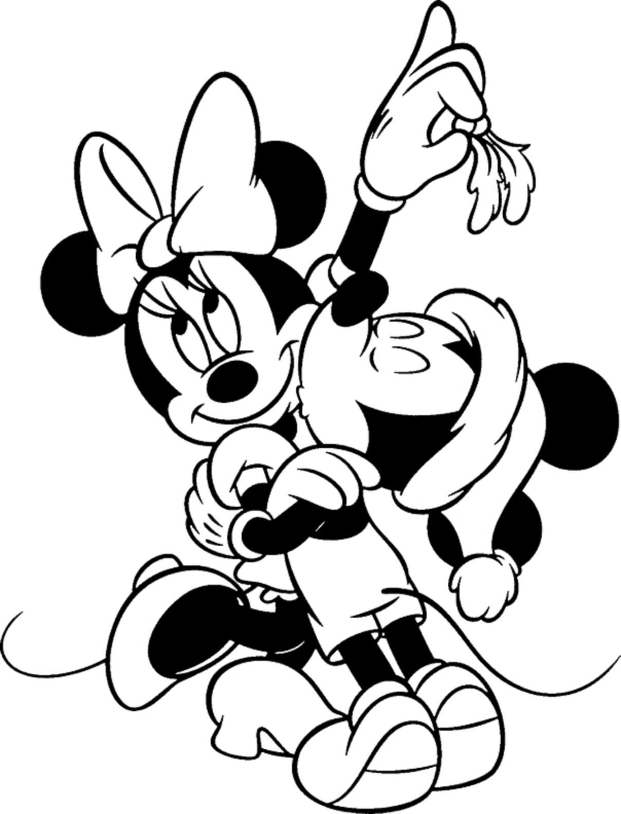 Coloriage Mickey et Minnie à Noël