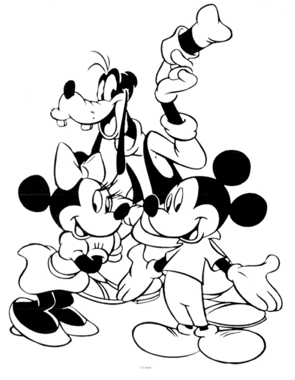 Coloriage Mickey, Minnie et Dingo