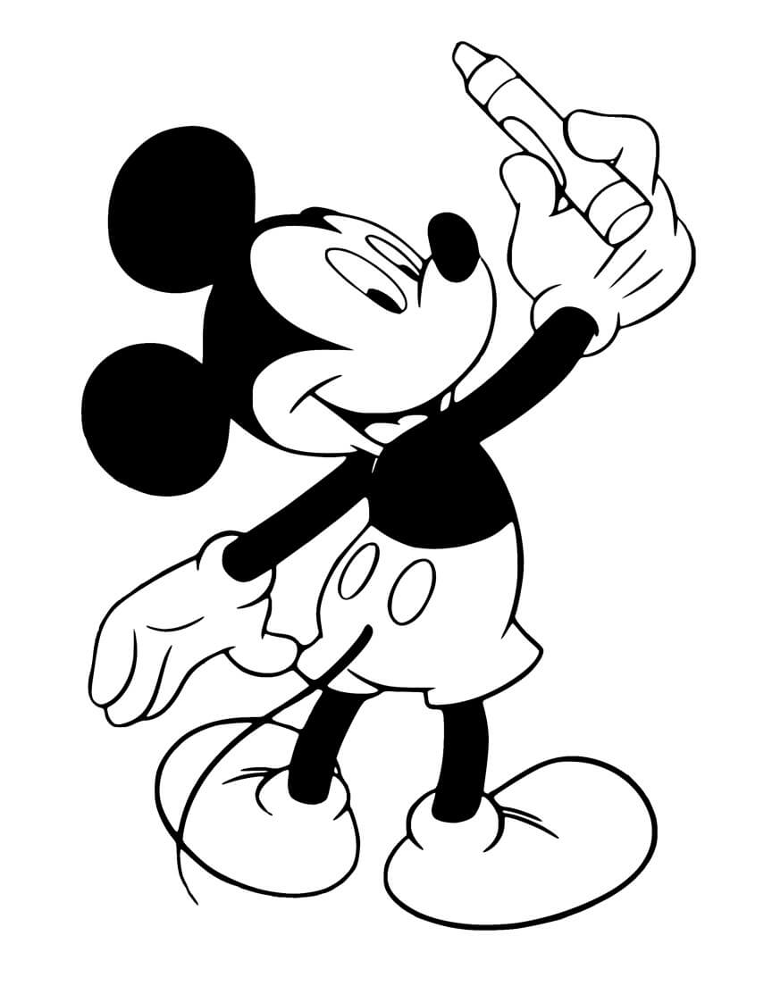 Mickey Mouse avec Crayon coloring page