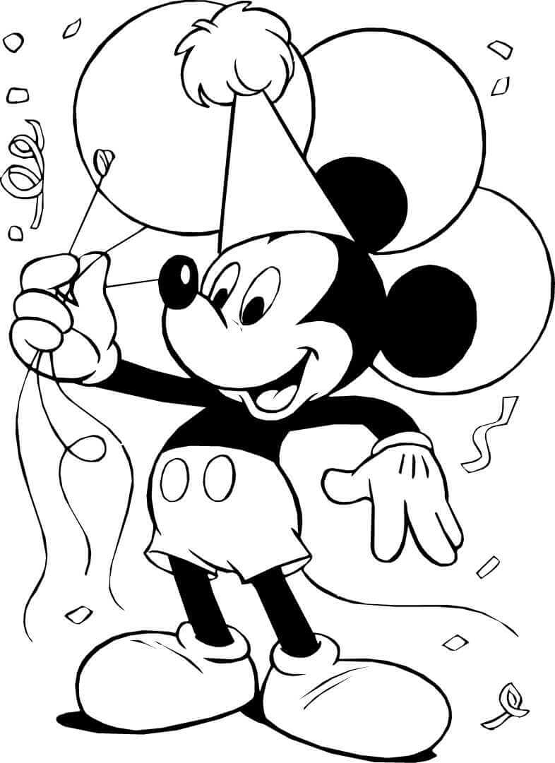 Coloriage Mickey Mouse avec Des Ballons
