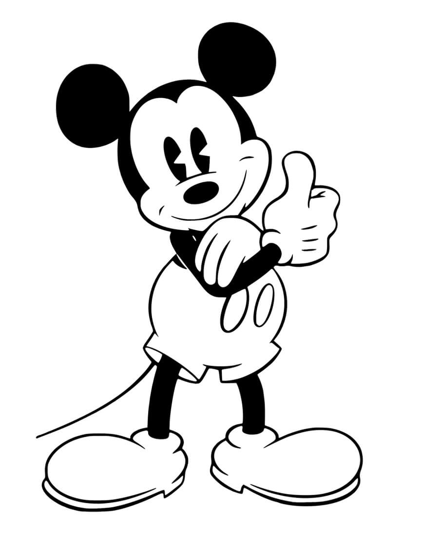 Mickey Mouse avec Le Pouce Vers Le Haut coloring page
