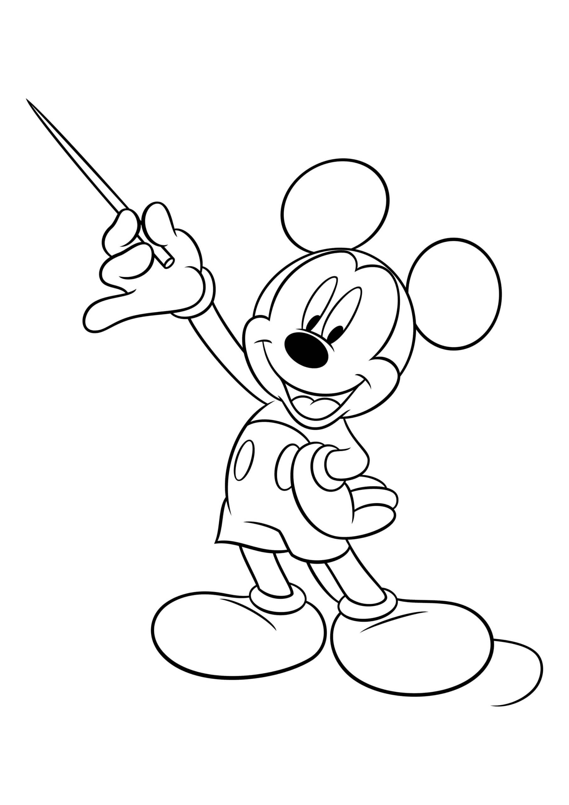 Mickey Mouse avec un Bâton coloring page