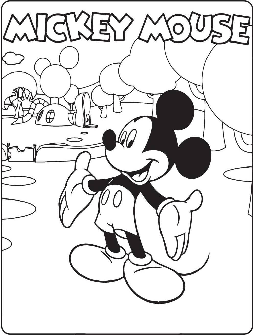 Coloriage Mickey Mouse est Heureux