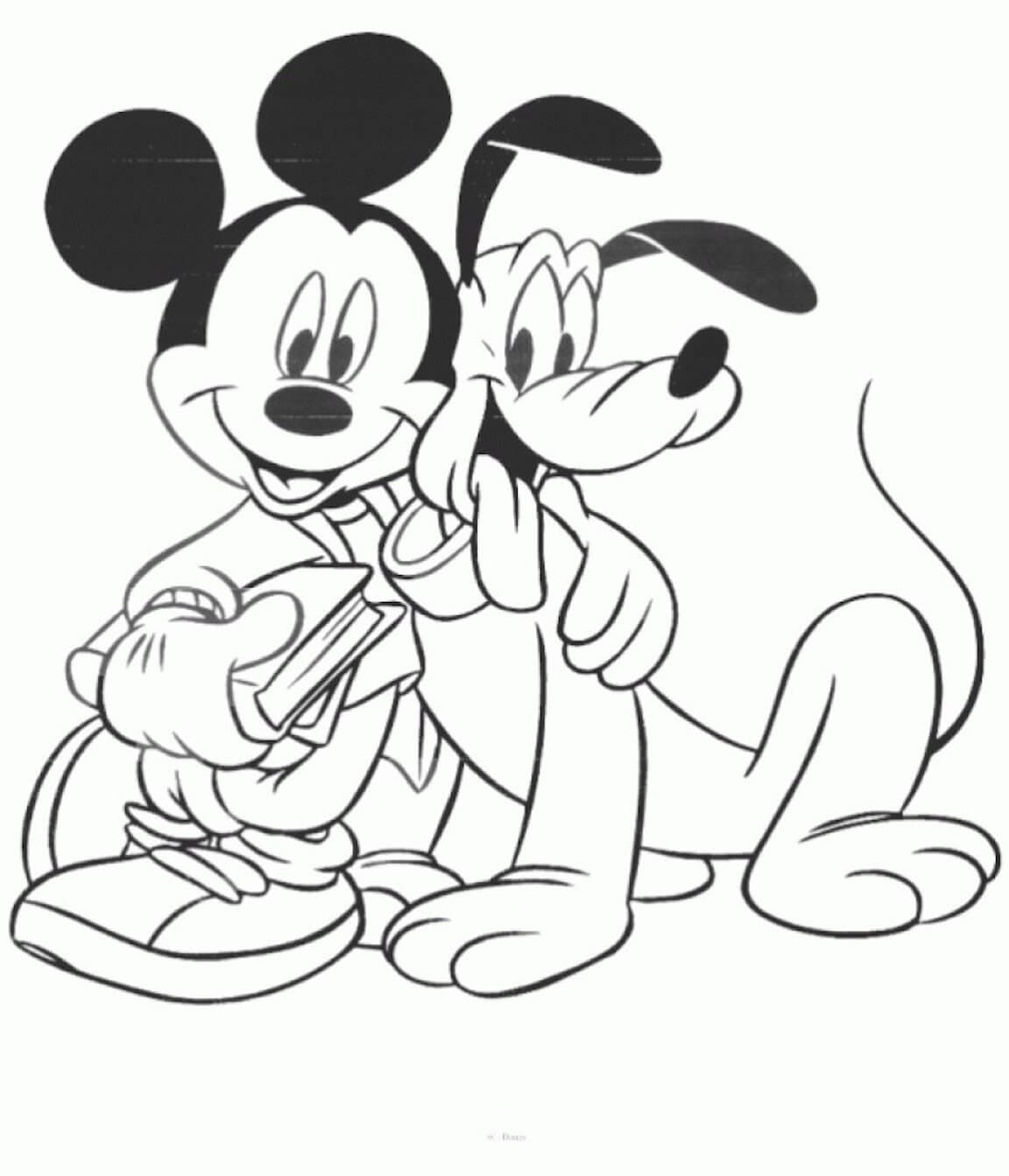 Coloriage Mickey Mouse et Pluto