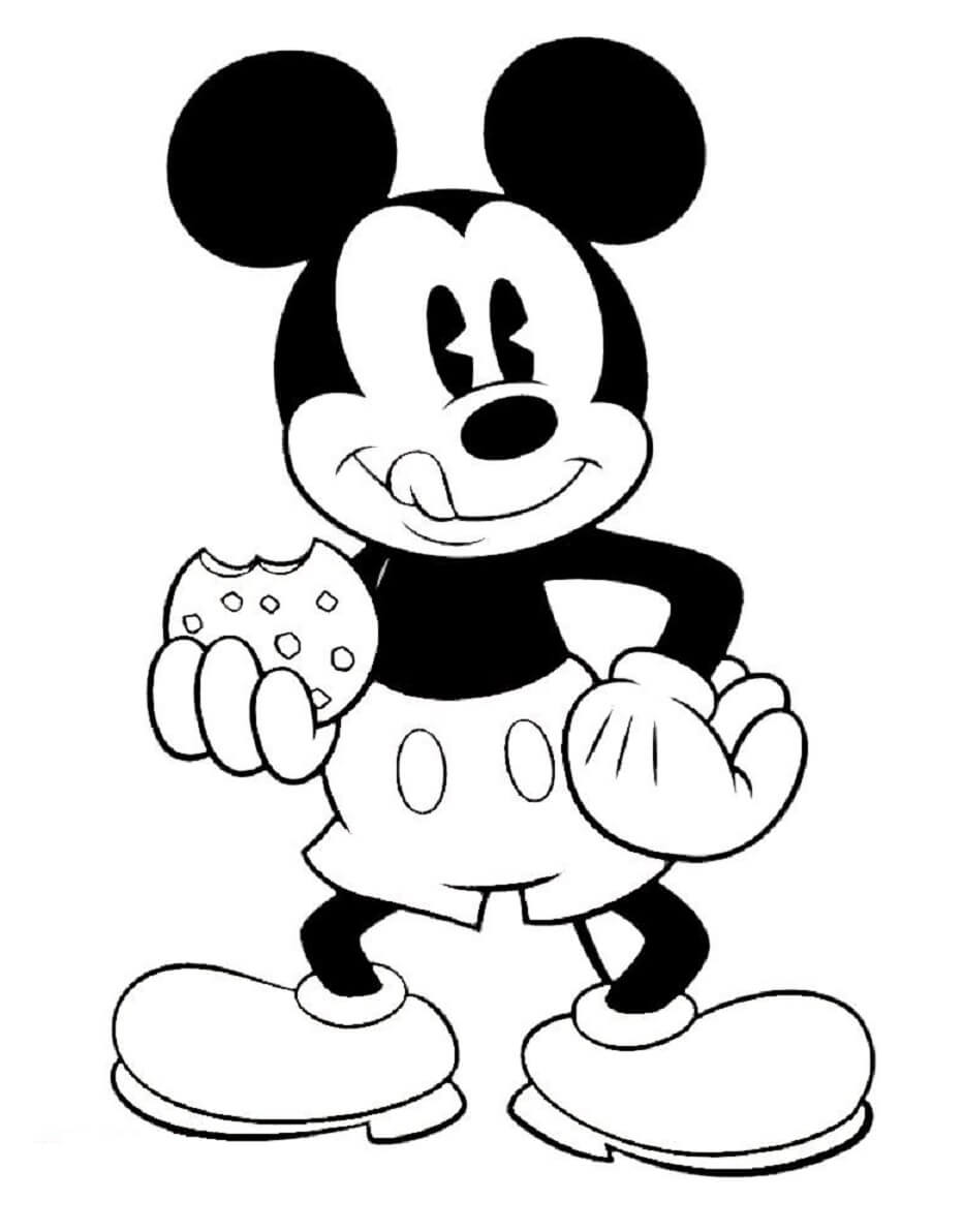 Coloriage Mickey Mouse et un Biscuit