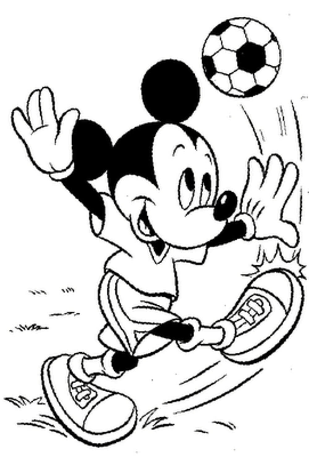 Coloriage Mickey Mouse Joue au Football