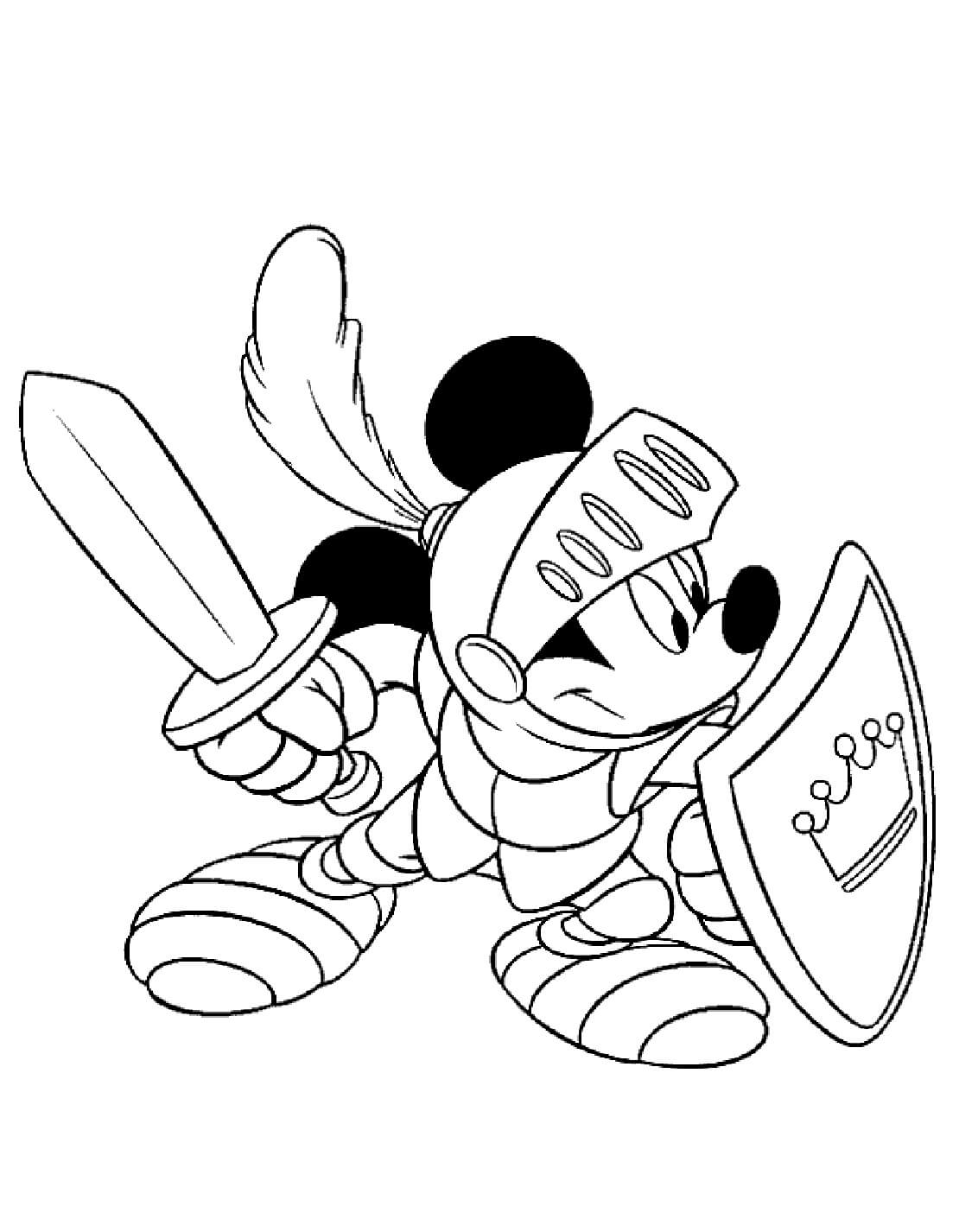 Coloriage Mickey Mouse le Chevalier