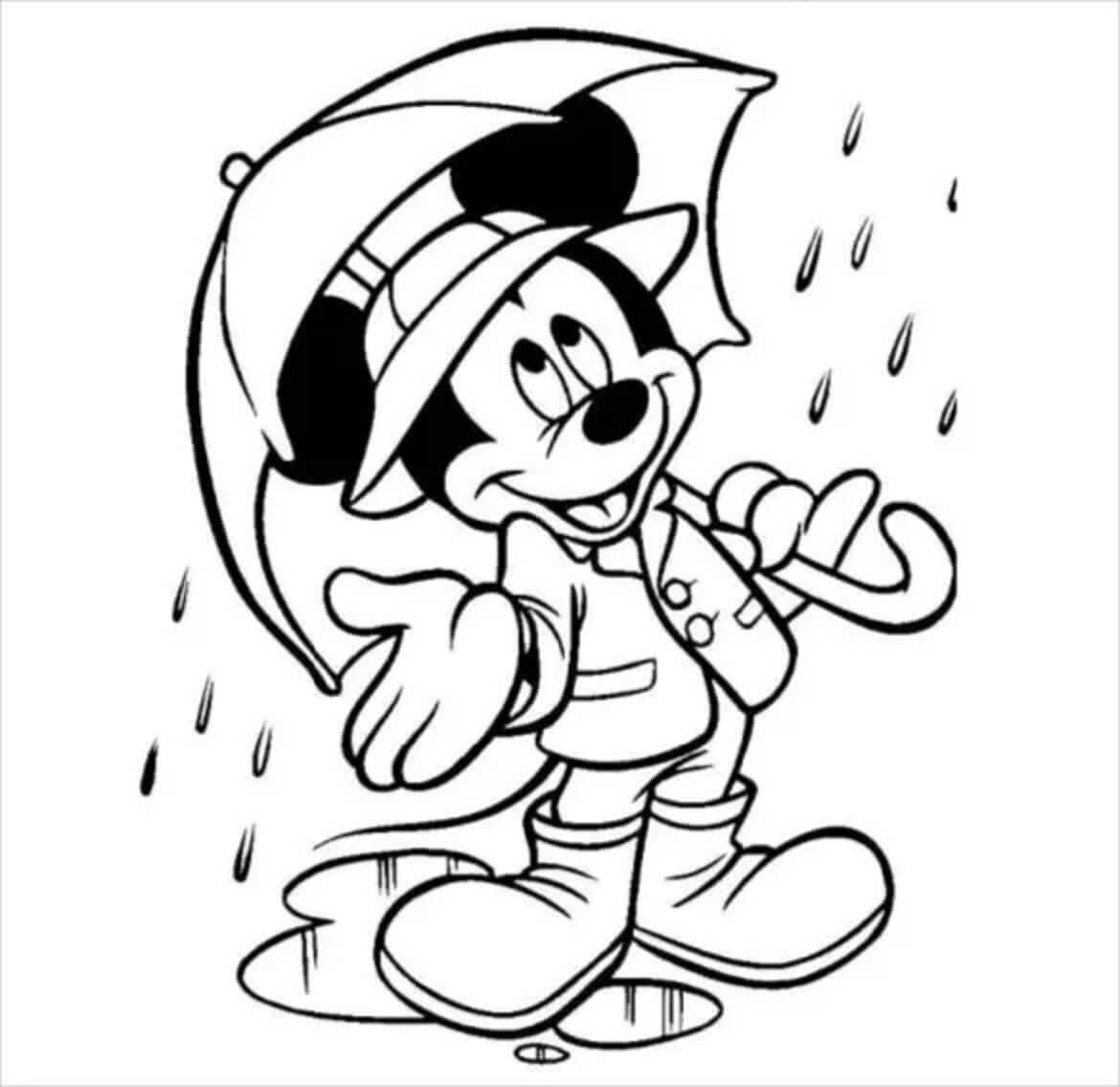 Mickey Sous La Pluie coloring page