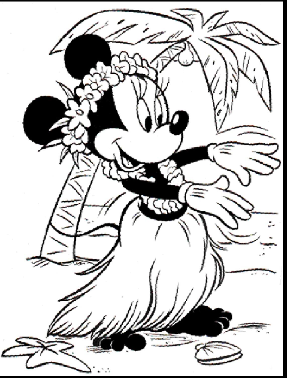 Coloriage Minnie Mouse Hula
