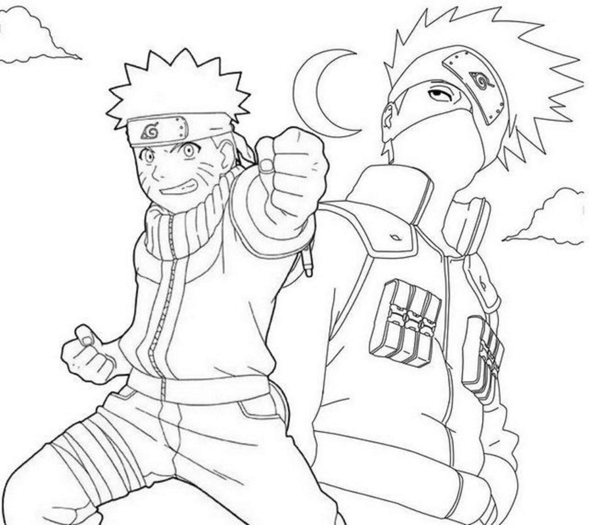 Naruto et Kakashi coloring page