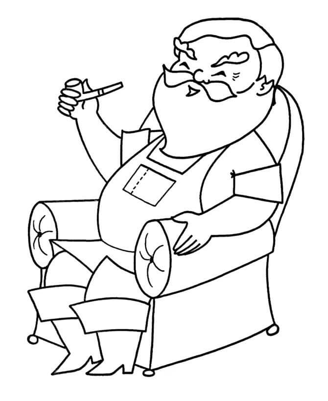 Père Noël Sur la Chaise coloring page