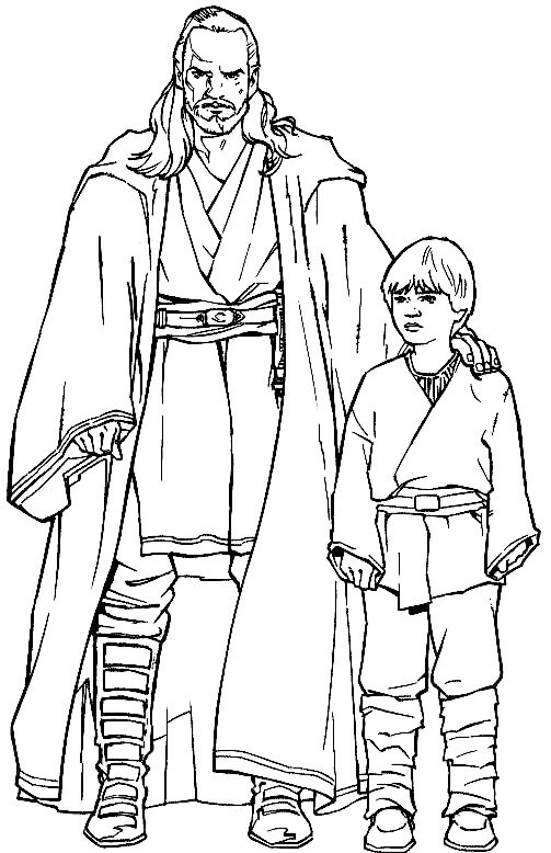 Coloriage Qui-Gon Jinn et Luke Skywalker