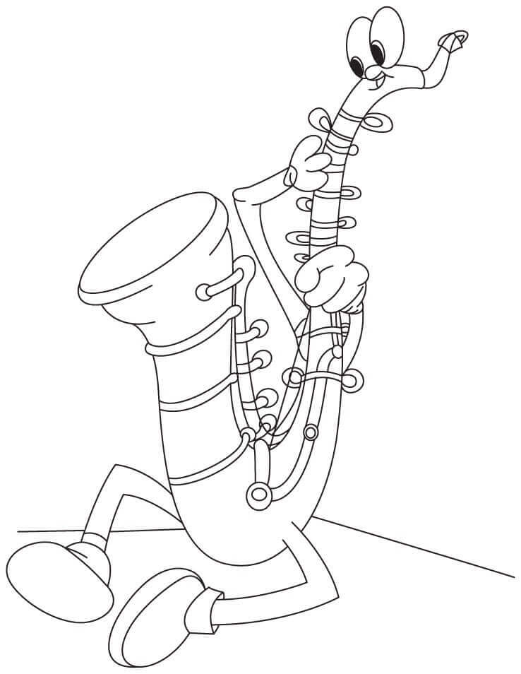 Saxophone de Dessin Animé coloring page