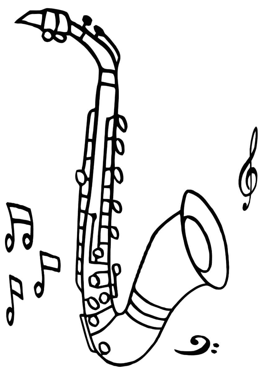 Coloriage Saxophone Pour Enfants