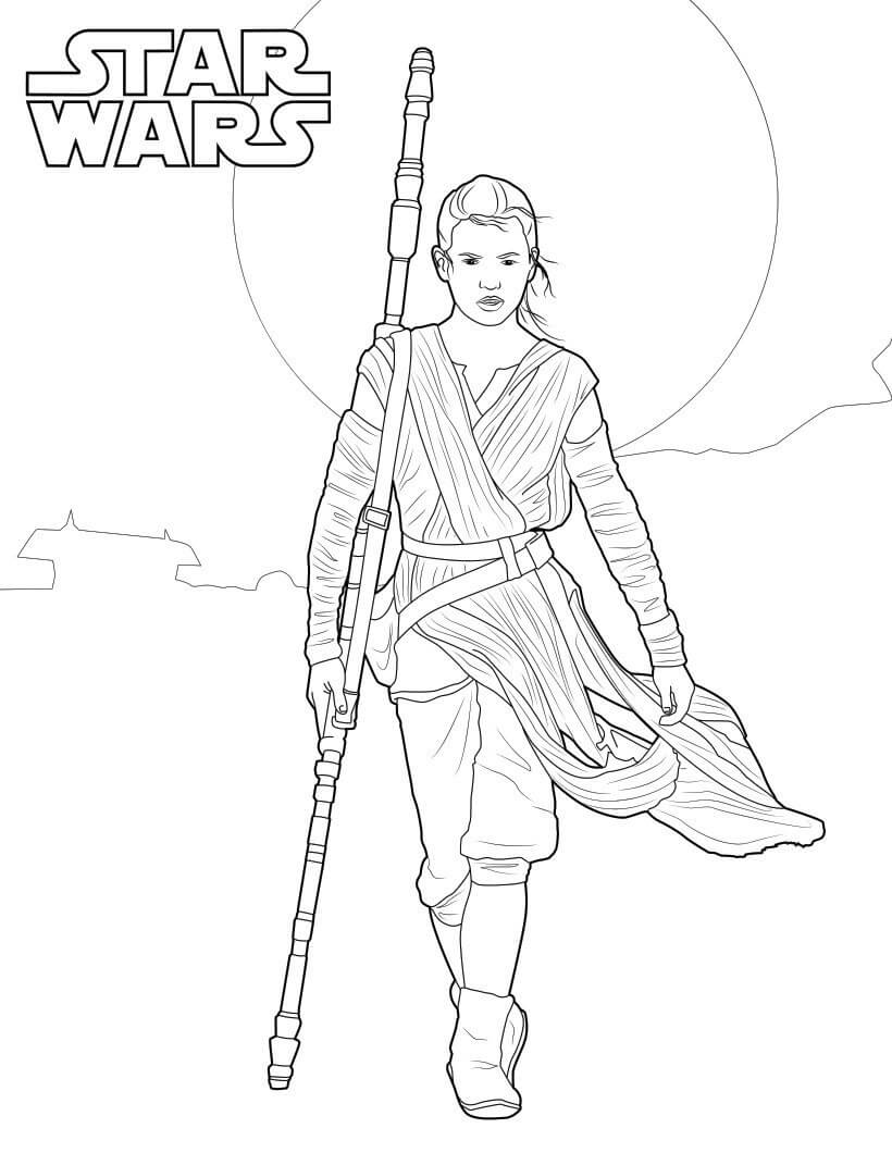 Star Wars Rey coloring page