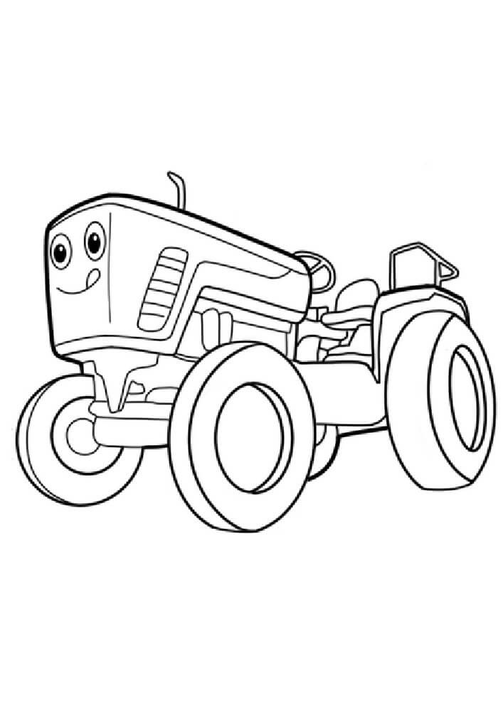 Coloriage Tracteur Souriant