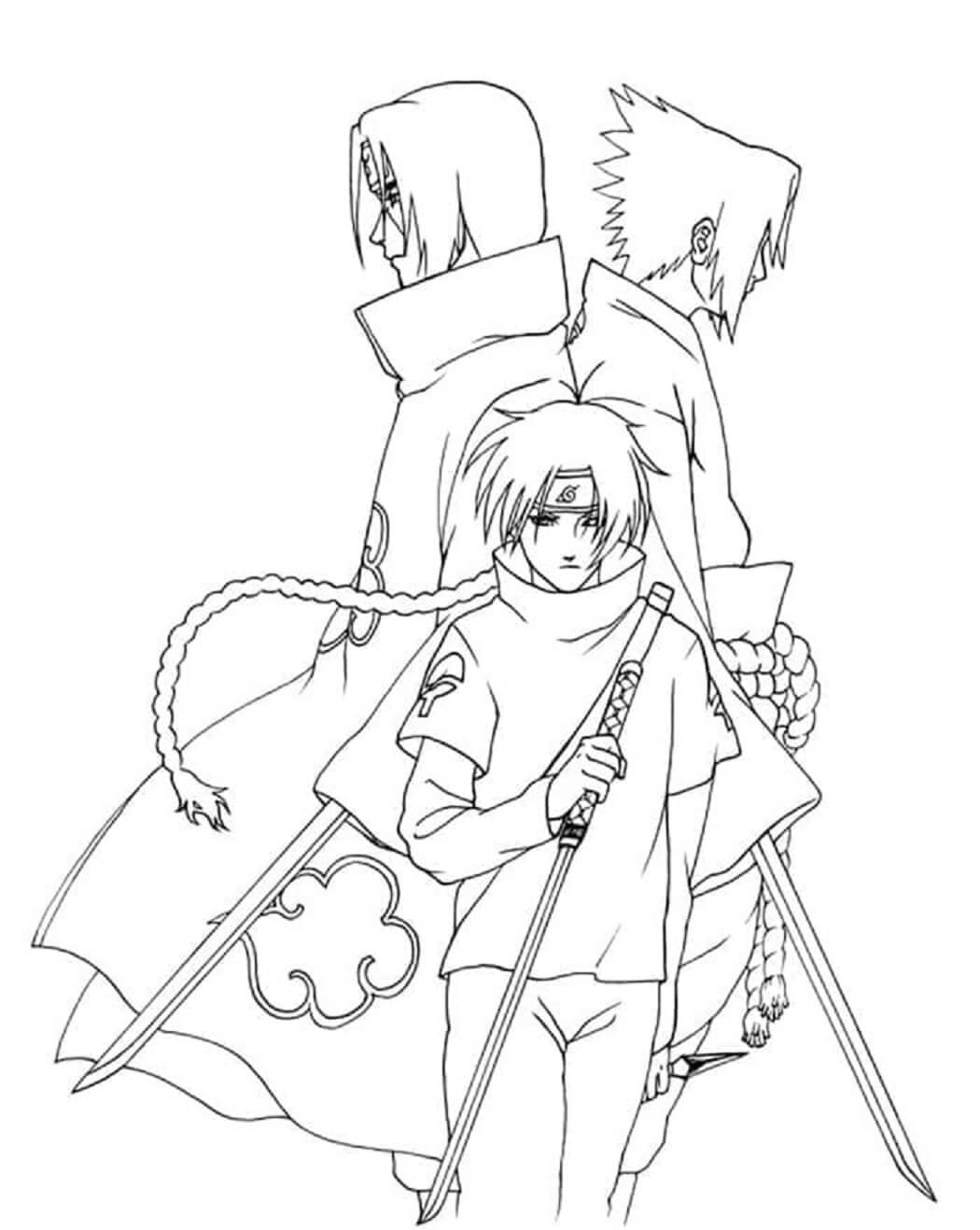 Coloriage Uchiha Itachi et Uchiha Sasuke