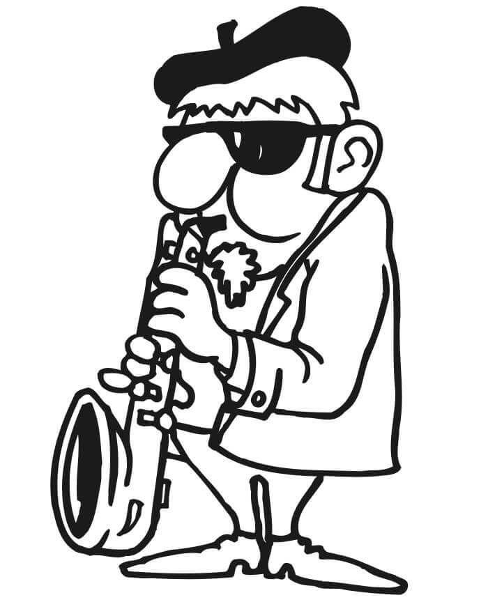 Coloriage Un Saxophoniste